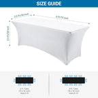 10-Pack White Spandex Tablecloth for 6ft Rectangle Tables, Fitted Stretch Table Cover, Wrinkle-Resistant Stretch, alternate