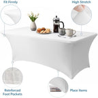 10-Pack White Spandex Tablecloth for 6ft Rectangle Tables, Fitted Stretch Table Cover, Wrinkle-Resistant Stretch, alternate
