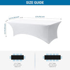 10-Pack White Spandex Tablecloth for 8ft Rectangle Tables, Fitted Stretch Table Cover, Wrinkle-Resistant Stretch, alternate