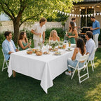 10 Pack White Square Tablecloths 70x120 Inch for 6-8 Ft Rectangle Tables in 70x120 Inch in White, alternate view 2