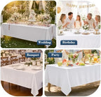 10 Pack White Square Tablecloths 70x120 Inch for 6-8 Ft Rectangle Tables in 70x120 Inch in White, alternate view 4