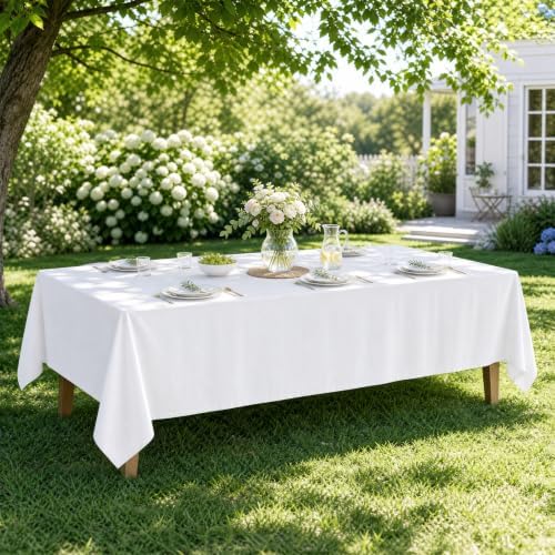 10 Pack White Square Tablecloths 70x120 Inch for 6-8 Ft Rectangle Tables in 70x120 Inch in White, alternate view 7