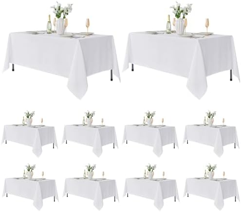 10 Pack White Table Cloths 70x120 Inch for 6-8 Ft Rectangle Tables in 70x120 Inch in White