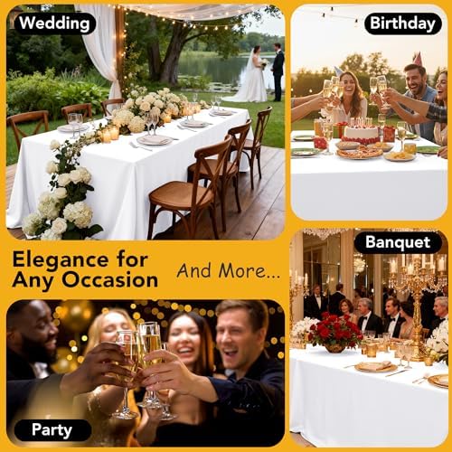 10-Pack White Tablecloths for Rectangle Tables, 54 x 108 Inches in 54 x 108 Inches, alternate view 5