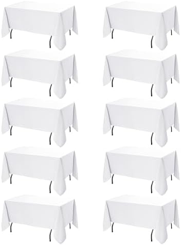 10-Pack White Tablecloths for Rectangle Tables, 60 x 120 Inches in 60 x 120 Inches in White