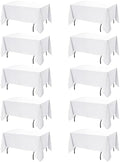 10-Pack White Tablecloths for Rectangle Tables, 60 x 120 Inches in 60 x 120 Inches in White