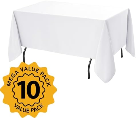 10-Pack White Tablecloths for Rectangle Tables, 60 x 120 Inches in 60 x 120 Inches in White, alternate view 2