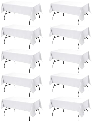 10-Pack White Tablecloths for Rectangle Tables, 60 x 84 Inches in 60 x 84 Inches