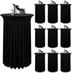10 Packs Black Round Cocktail Table Skirt 24"x 43"
