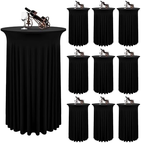 10 Packs Black Round Cocktail Table Skirt 24"x 43"