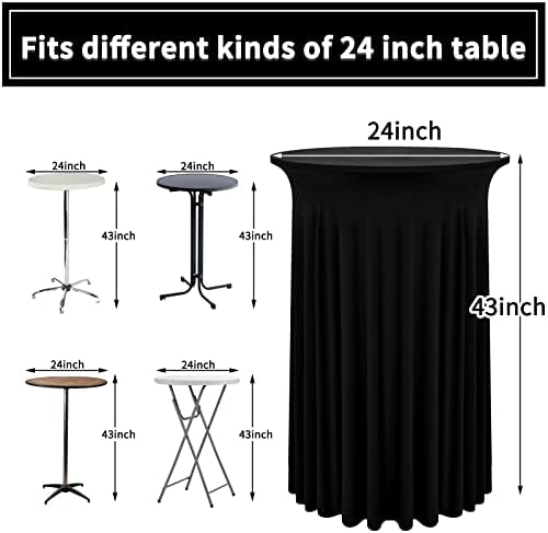 10 Packs Black Round Cocktail Table Skirt 24"x 43", alternate view 3