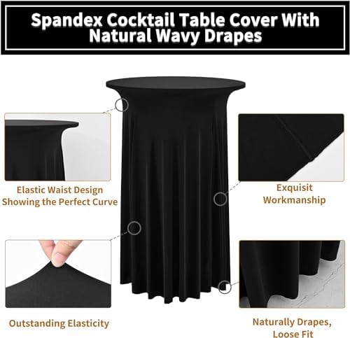 10 Packs Black Round Cocktail Table Skirt 24"x 43", alternate view 4