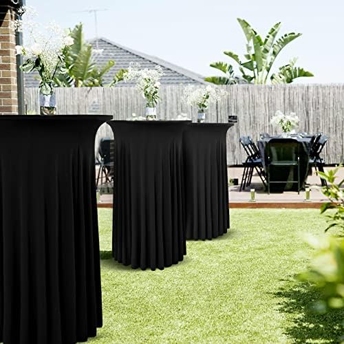 10 Packs Black Round Cocktail Table Skirt 24"x 43", alternate view 5