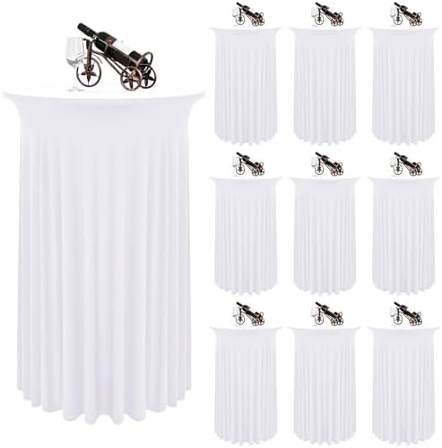 10 Packs White Round Cocktail Table Skirt 24"x 43"