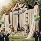10 Panels 5ft(W) x 20ft(L) Beige Ceiling Drapes for Wedding Parties