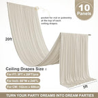 10 Panels 5ft(W) x 20ft(L) Beige Ceiling Drapes for Wedding Parties, alternate view 3
