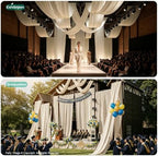 10 Panels 5ft(W) x 20ft(L) Beige Ceiling Drapes for Wedding Parties, alternate view 4