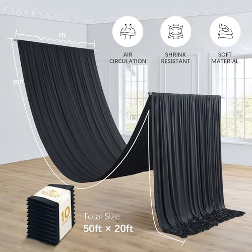 10 Panels 5ft(W) x 20ft(L) Black Ceiling Drapes for Halloween Parties, alternate view 3
