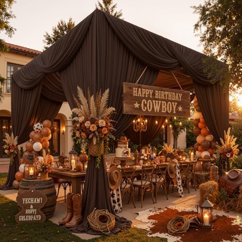 10 Panels 5ft(W) x 20ft(L) Brown Ceiling Drapes for Wedding Parties