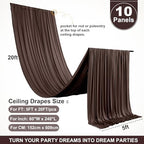 10 Panels 5ft(W) x 20ft(L) Brown Ceiling Drapes for Wedding Parties, alternate view 6