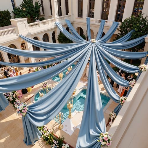 10 Panels 5ft(W) x 20ft(L) Dusty Blue Ceiling Drapes for Wedding Parties