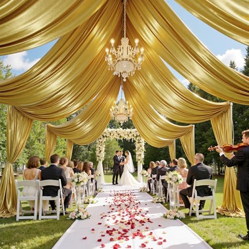 10 Panels 5ft(W) x 20ft(L) Gold Backdrop Curtain for Wedding Parties, alternate view 3