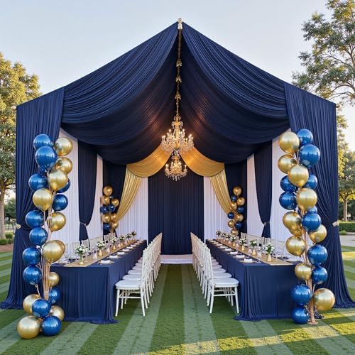 10 Panels 5ft(W) x 20ft(L) Navy Blue Ceiling Drapes for Wedding Parties