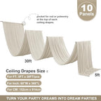 10 Panels 5ftx30ft Beige Ceiling Drapes for Wedding Parties, alternate view 6