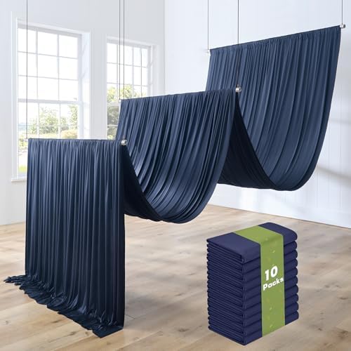 10 Panels 5ftx30ft Navy Blue Ceiling Drapes for Wedding Party