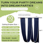 10 Panels 5ftx30ft Navy Blue Ceiling Drapes for Wedding Party, alternate view 6