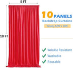 10 Panels 5x10ft Red Backdrop Curtains for Parties, Wrinkle Free Red Photo Backdrop Drapes Back Drop Cloth, alternate view 4