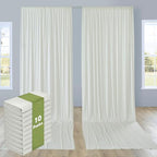10 Panels 5x12ft Ivory Backdrop Curtains for Parties, Wrinkle Free Polyester Ivory Photo Backdrop Drapes 12 ft