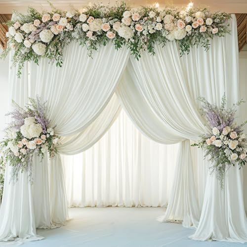 10 Panels 5x12ft Ivory Backdrop Curtains for Parties, Wrinkle Free Polyester Ivory Photo Backdrop Drapes 12 ft, alternate
