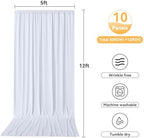 10 Panels 5x12ft White Backdrop Curtains for Wedding Parties, Wrinkle Free Polyester 12 ft Long Photo Backdrop, alternate