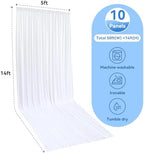 10 Panels 5x14ft White Backdrop Curtains for Parties, Wrinkle Free Polyester White Photo Backdrop Drapes 14 ft, alternate