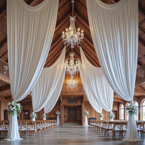 10 Panels 5x14ft White Backdrop Curtains for Parties, Wrinkle Free Polyester White Photo Backdrop Drapes 14 ft, alternate