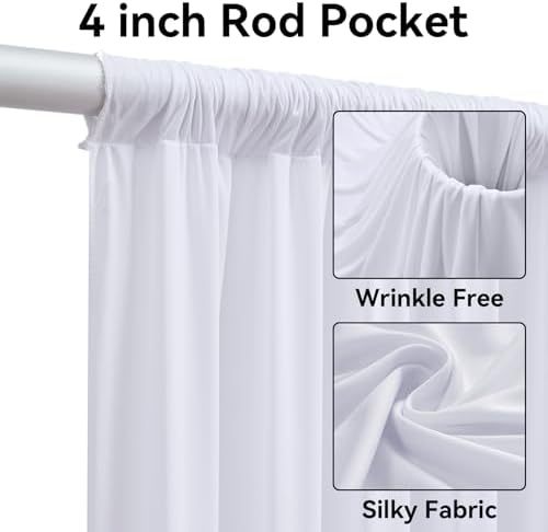 10 Panels 5x30ft White Ceiling Drapes for Wedding, Wrinkle Free Thick Polyester 30 ft Long Canopy Tent Draping, alternate
