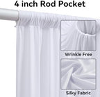 10 Panels 5x30ft White Ceiling Drapes for Wedding, Wrinkle Free Thick Polyester 30 ft Long Canopy Tent Draping, alternate