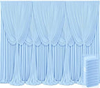 10 Panels Baby Blue Backdrop Curtains for Wedding Party Wrinkle Free Backdrops Curtain Drapes Fabric Decorations