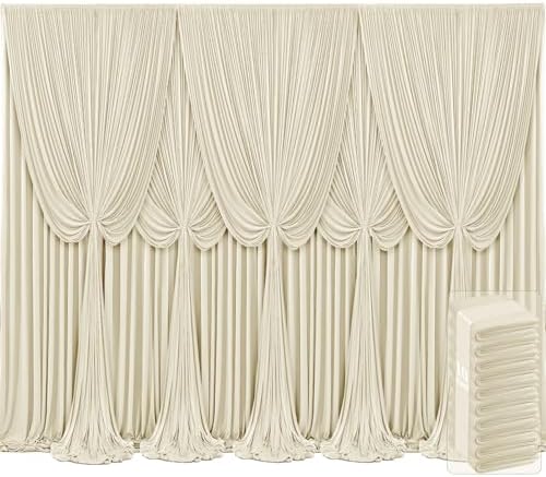 10 Panels Backdrop Curtains for Wedding Party Wrinkle Free Beige Backdrops Curtain Drapes Fabric Decorations
