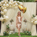 10 Panels Backdrop Curtains for Wedding Party Wrinkle Free Beige Backdrops Curtain Drapes Fabric Decorations, alternate view