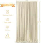 10 Panels Backdrop Curtains for Wedding Party Wrinkle Free Beige Backdrops Curtain Drapes Fabric Decorations, alternate view