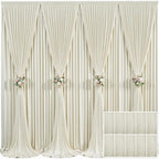 10 Panels Beige Backdrop Curtain for Wedding Parties Wrinkle Free Beige Photo Curtains Backdrop Drapes Fabric