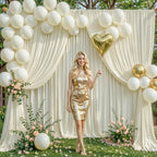 10 Panels Beige Backdrop Curtain for Wedding Parties Wrinkle Free Beige Photo Curtains Backdrop Drapes Fabric, alternate view