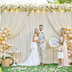 10 Panels Beige Backdrop Curtain for Wedding Parties Wrinkle Free Beige Photo Curtains Backdrop Drapes Fabric, alternate view