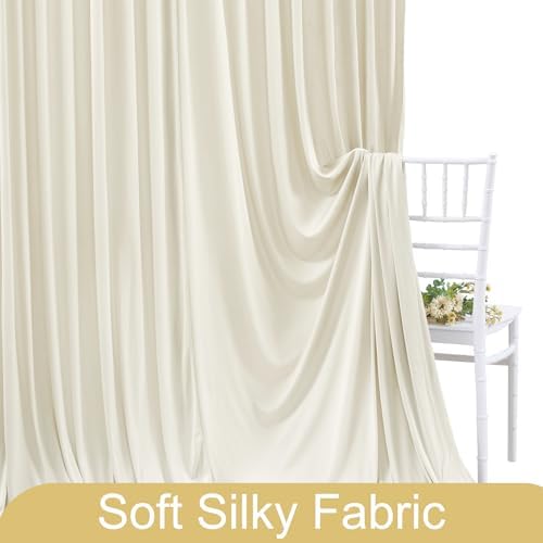 10 Panels Beige Backdrop Curtain for Wedding Parties Wrinkle Free Beige Photo Curtains Backdrop Drapes Fabric, alternate view