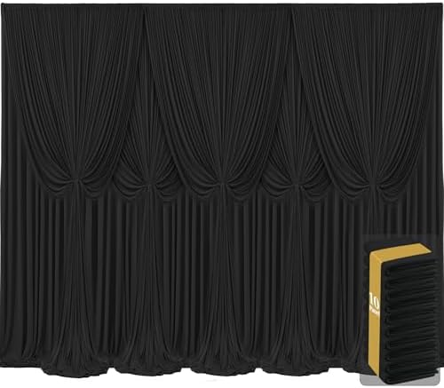 10 Panels Black Backdrop Curtains for Wedding Party Wrinkle Free Backdrops Curtain Drapes Fabric Decorations