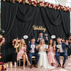 10 Panels Black Backdrop Curtains for Wedding Party Wrinkle Free Backdrops Curtain Drapes Fabric Decorations, alternate view