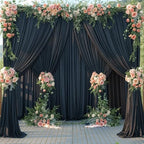 10 Panels Black Backdrop Curtains for Wedding Party Wrinkle Free Backdrops Curtain Drapes Fabric Decorations, alternate view