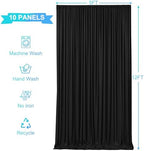 10 Panels Black Backdrop Curtains for Wedding Party Wrinkle Free Backdrops Curtain Drapes Fabric Decorations, alternate view